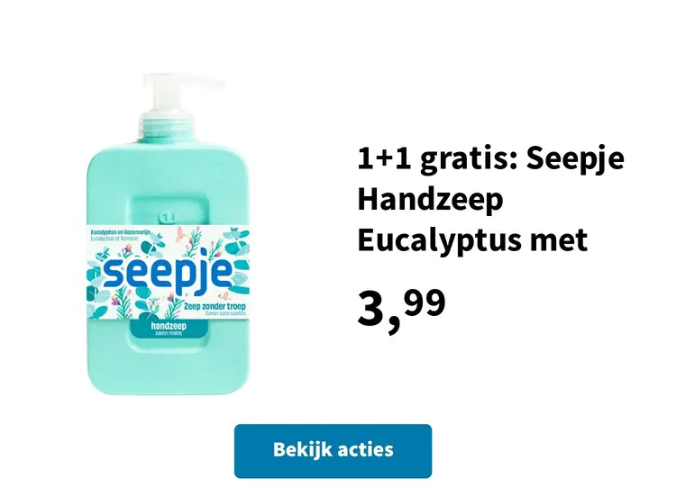 Aanbieding: 1+1 gratis: Seepje Handzeep Eucalyptus met