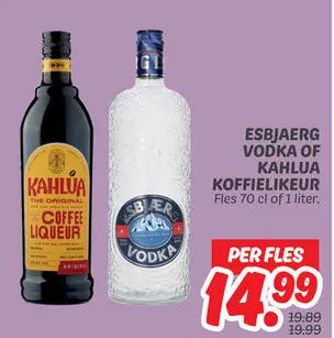 Aanbieding: Esbjaerg vodka of Kahlua koffielikeur