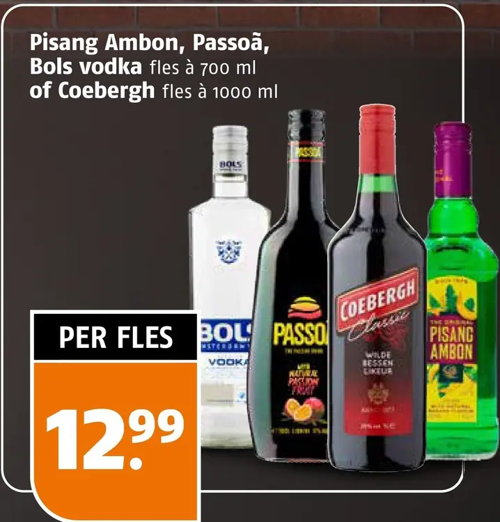 Aanbieding: Pisang Ambon, Passoã, Bols vodka of Coebergh