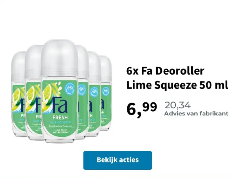 Promotie: Fa Deoroller Lime Squeeze