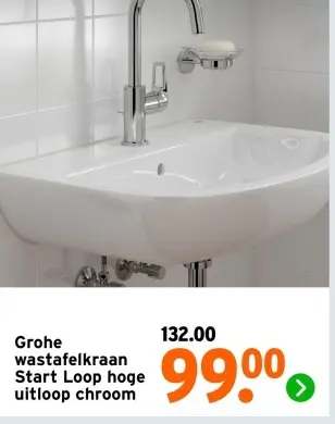 Aanbieding: Wastafelkraan Start Loop hoge uitloop chroom