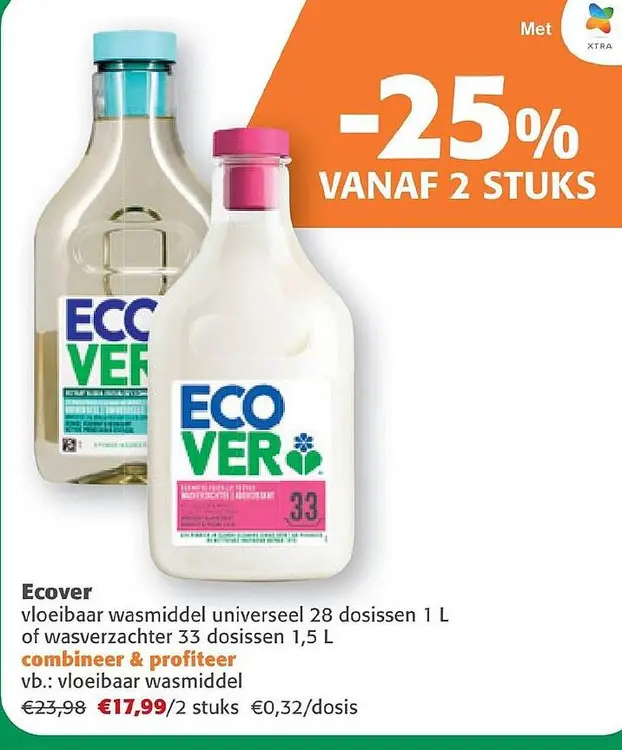 Aanbieding: Ecover vloeibaar wasmiddel universeel of wasv