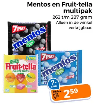 Aanbieding: Mentos en Fruit-tella multipak