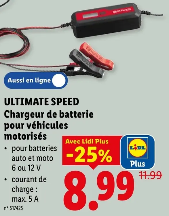 Offre: ULTIMATE SPEED Chargeur de batterie pour véhicules motorisés
