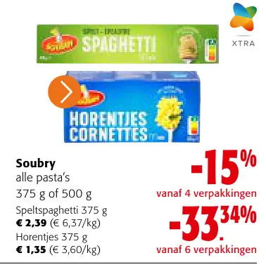 Promotie: alle pasta's