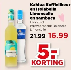 Aanbieding: Kahlua Koffielikeur en Isolabella Limoncello en sambuca