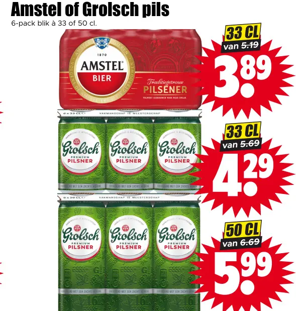 Aanbieding: Amstel or Grolsch pils