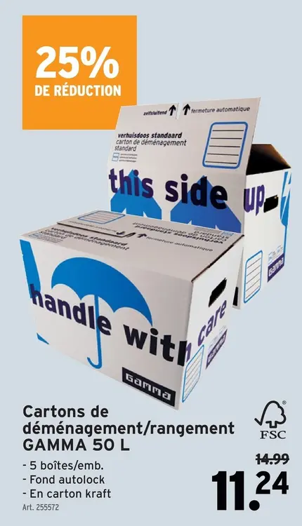 Offre: Cartons de déménagement/rangement GAMMA 50 L