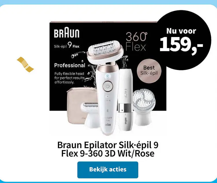 Aanbieding: Epilator Silk-épil 9 Flex 9-360 3D Wit/Rose