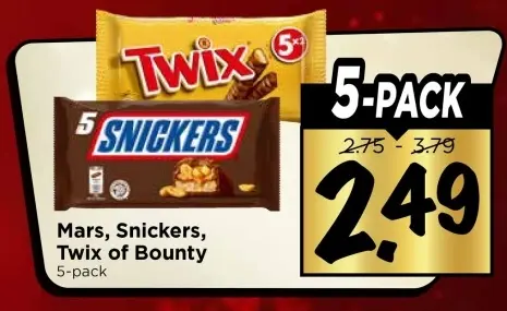 Aanbieding: Mars, Snickers, Twix of Bounty