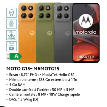 Offre: Moto g15-m6motg15