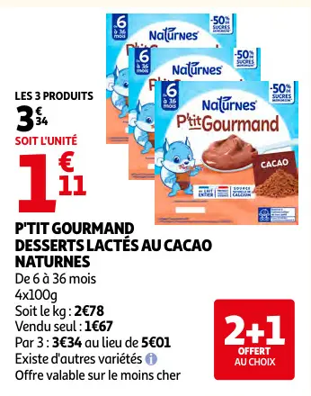 Offre: P'tit gourmand desserts lactés au cacao