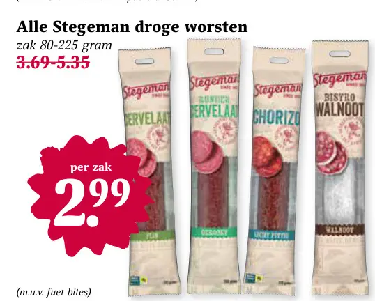 Aanbieding: Stegeman droge worsten