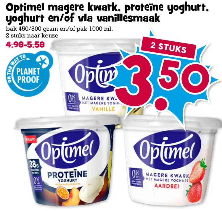 Aanbieding: Magere kwark, proteïne yoghurt, yoghurt en/of vla vanillesmaak