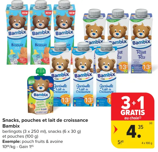 Offre: Snacks, pouches et lait de croissance