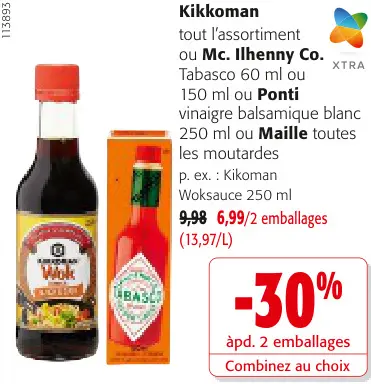 Offre: Kikkoman tout l'assortiment ou Mc. Ilhenny Co