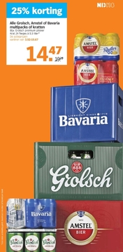 Aanbieding: Grolsch, Amstel of Bavaria multipacks of kratten