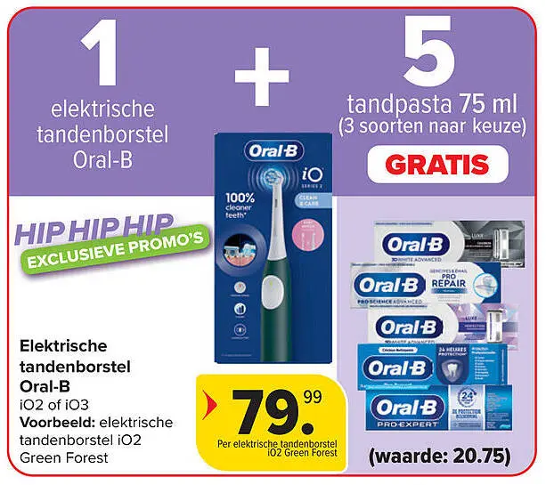 Aanbieding: Elektrische tandenborstel + 5 GRATIS tubes tandpasta