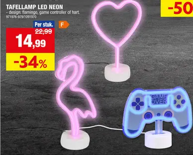 Promotie: Tafellamp led neon