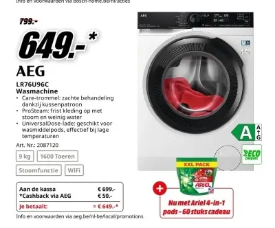 Promotie: AEG LR76U96C Wasmachine