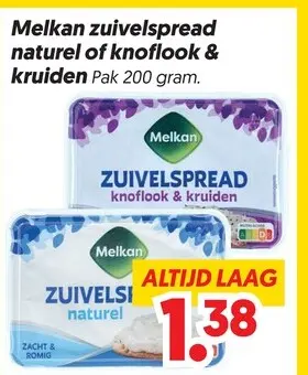 Aanbieding: Melkan zuivelspread naturel of knoflook & kruiden