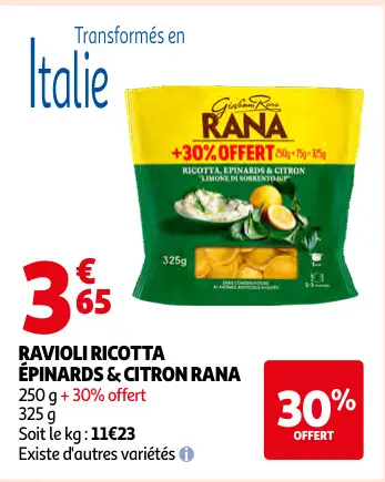 Offre: Ravioli ricotta épinards & citron rana