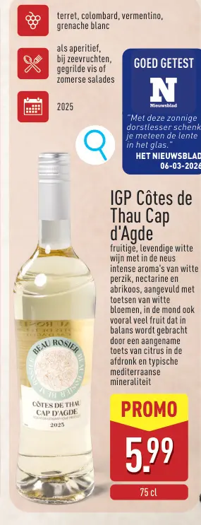 Promotie: IGP Côtes de Thau Cap d'Agde