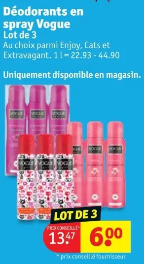 Offre: Déodorants en spray