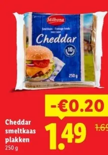 Aanbieding: Cheddar smeltkaas plakken