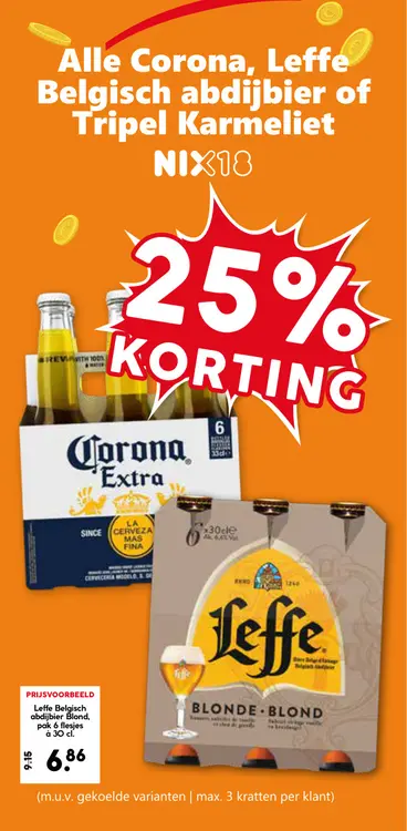 Aanbieding: Corona, Leffe Belgisch abdijbier of Tripel Karmeliet