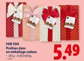 Offre: Pralines dans un emballage cadeau