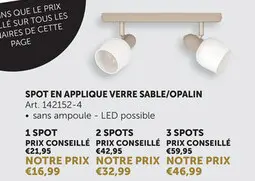 Offre: Spot en applique verre sable/opalin