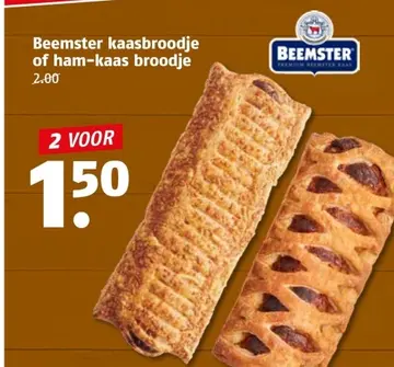 Aanbieding: Beemster kaasbroodje of ham-kaas broodje