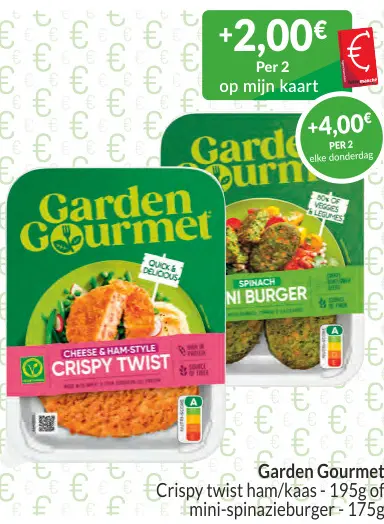 Promotie: Crispy twist ham/kaas of mini-spinazieburger