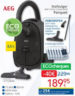 Promotie: Stofzuiger AB61C3GG CLEAN 6000 Parquet