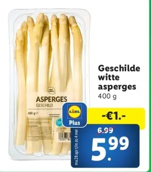 Aanbieding: Geschilde witte asperges