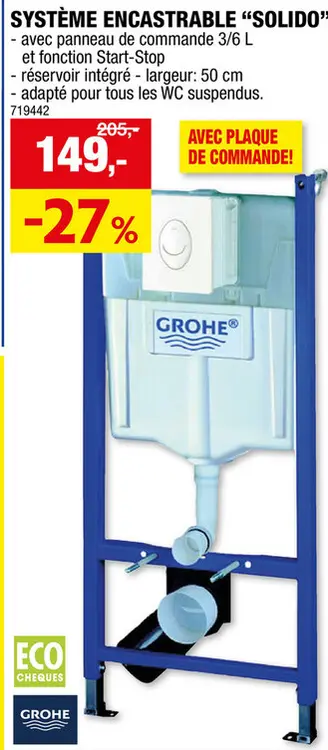 Offre: GROHE Solido système encastrable + plaque de commande