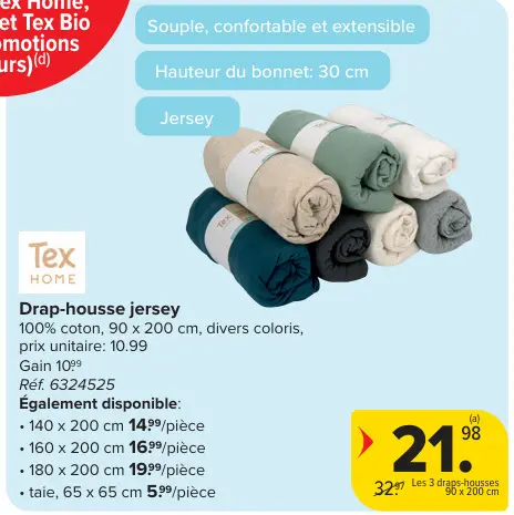 Offre: Drap-housse jersey
