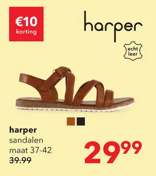 Aanbieding: Harper leren dames sandalen cognac