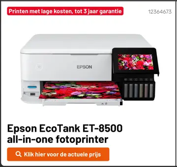 Aanbieding: Epson EcoTank ET-8500 all-in-one fotoprinter