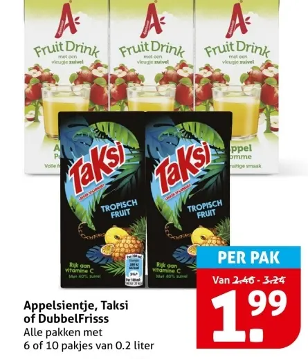 Aanbieding: Appelsientje, Taksi of DubbelFrisss