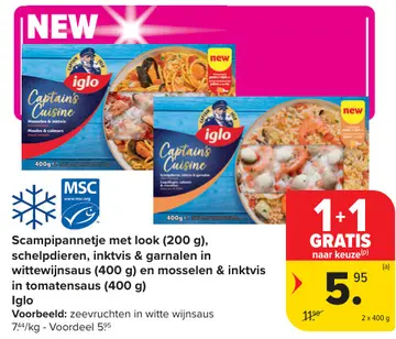 Aanbieding: Scampipannetje met look, schelpdieren, inktvis