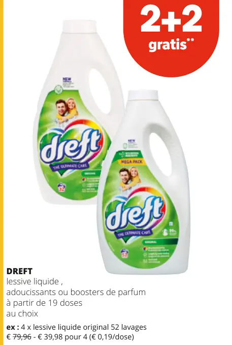 Offre: lessive liquide, adoucissants ou boosters de parfum