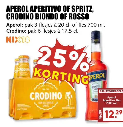 Aanbieding: Aperol Aperitivo of Spritz, Crodino Biondo of Rosso