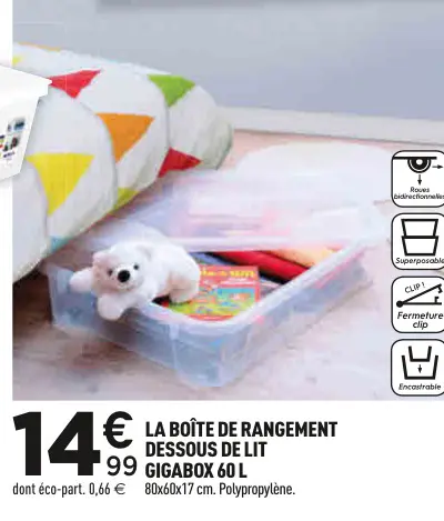 Offre: La boîte de rangement dessous de lit