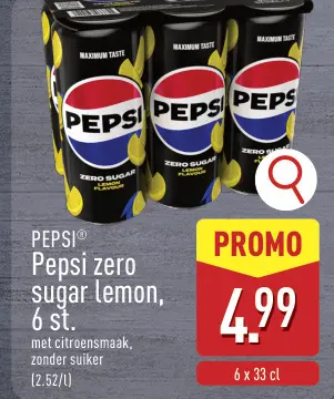 Promotie: Pepsi zero sugar lemon, 6 st.