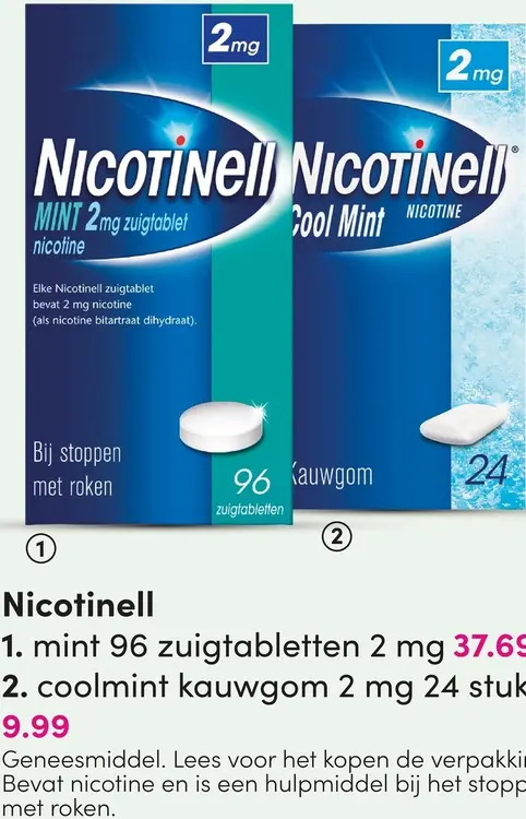Aanbieding: Mint 96 zuigtabletten 2 mg of Coolmint kauwgom 2 mg 24 stuks
