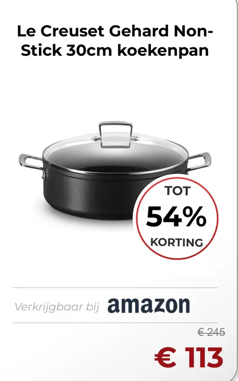 Aanbieding: Le Creuset Gehard Non-Stick 30cm koekenpan