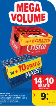Offre: Bac de bière Maes ou Cristal