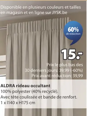 Offre: ALDRA rideau occultant